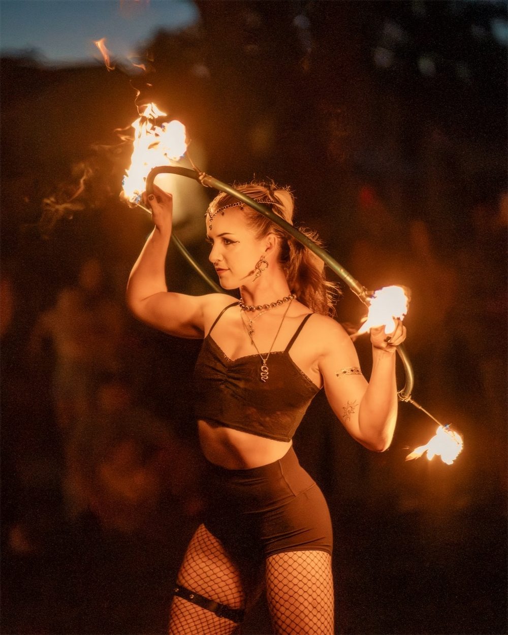 Lauren Leonesio performing a fire dance
